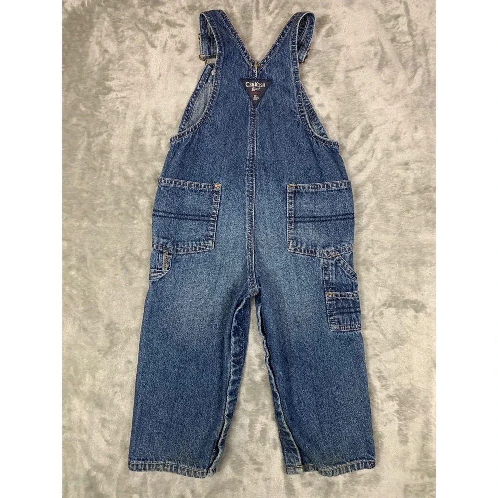 OshKosh Bgosh Vestbak Toddler Denim Carpenter Overalls 24 Months Blue Snaps Play
